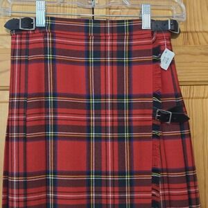 Red Royal Stewart Tartan Skirt Kilt Size 6 EU‎ 34 XS Wool Pleated Scotland